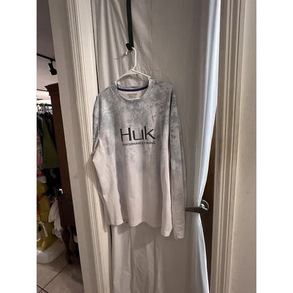 Huk Blue White Long Sleeve Performance Fishing Shirt Size Xl Gorpcore - Picture 1 of 4